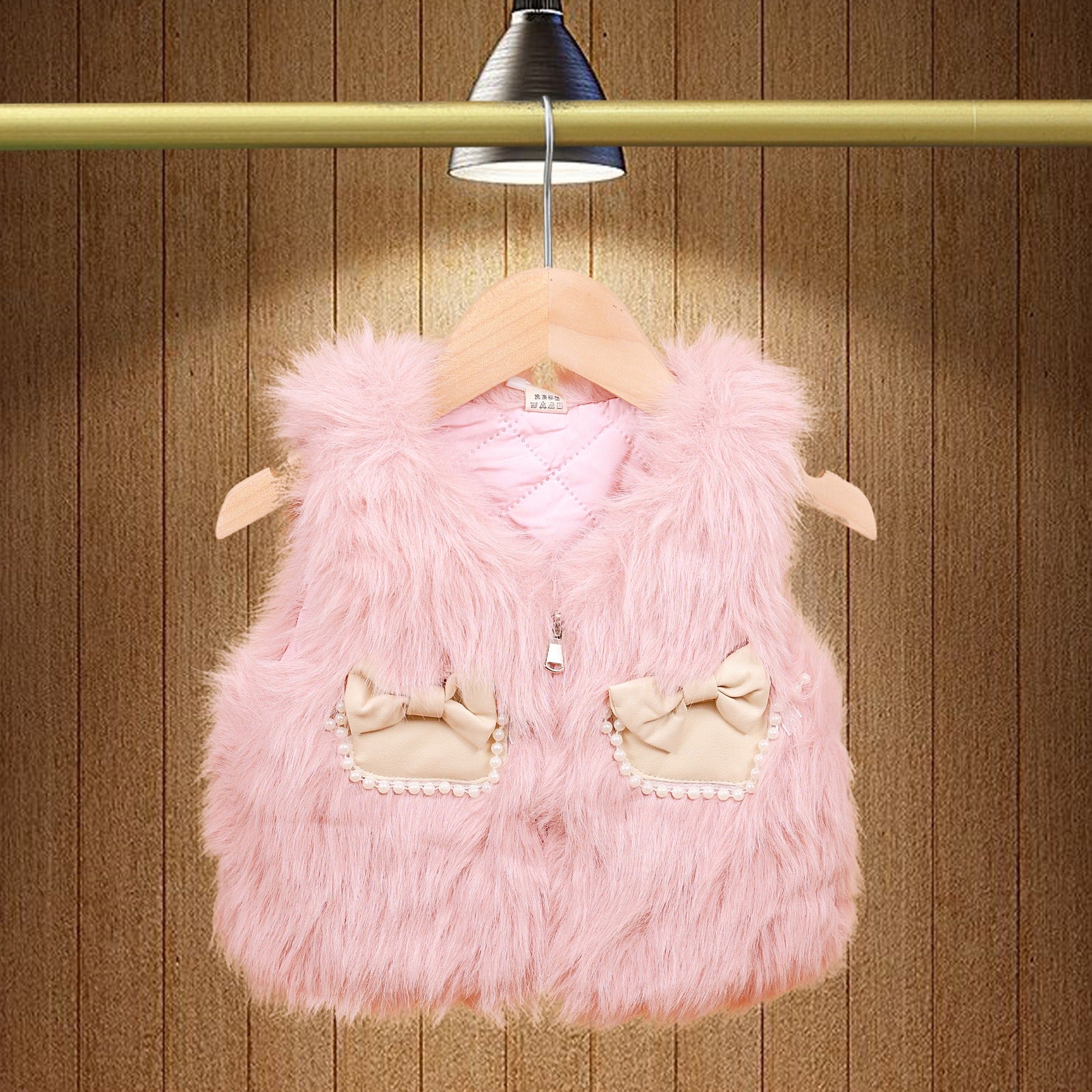 Girls half fur jacket with Bow