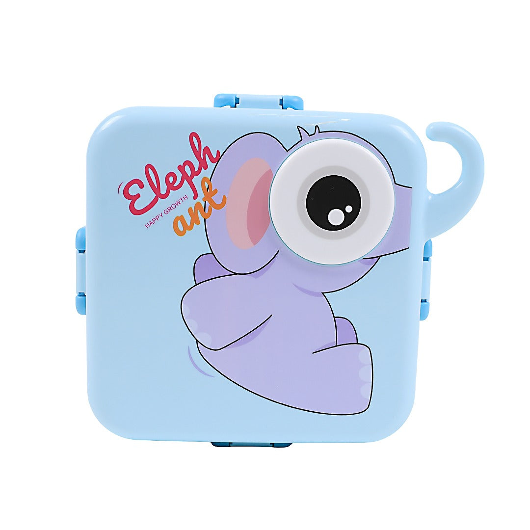 Kids Stainless Steel Lunch Box with Cute Elephant Design and Secure Locking Lid