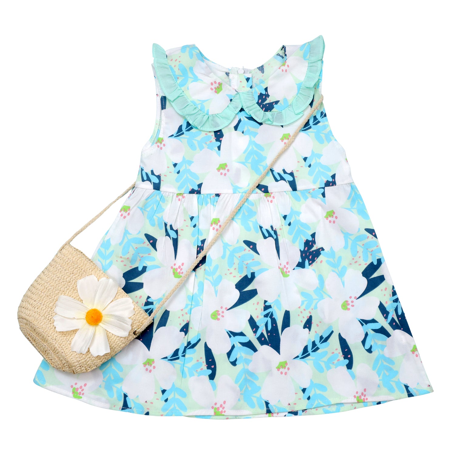 Baby Girl Phlox Flower Frock with Sling Bag