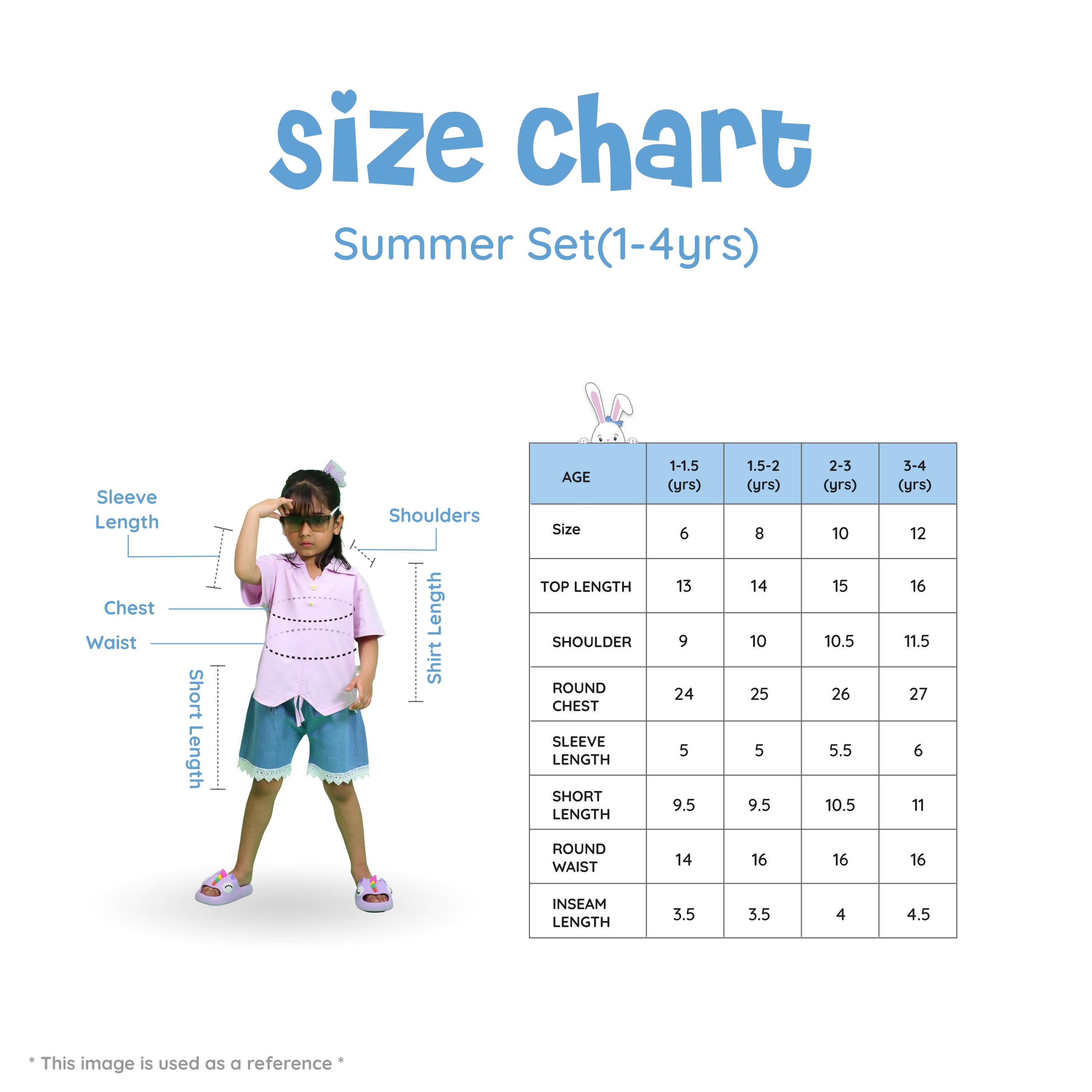 Girls Summer Shorts Set with Buttoned Collar