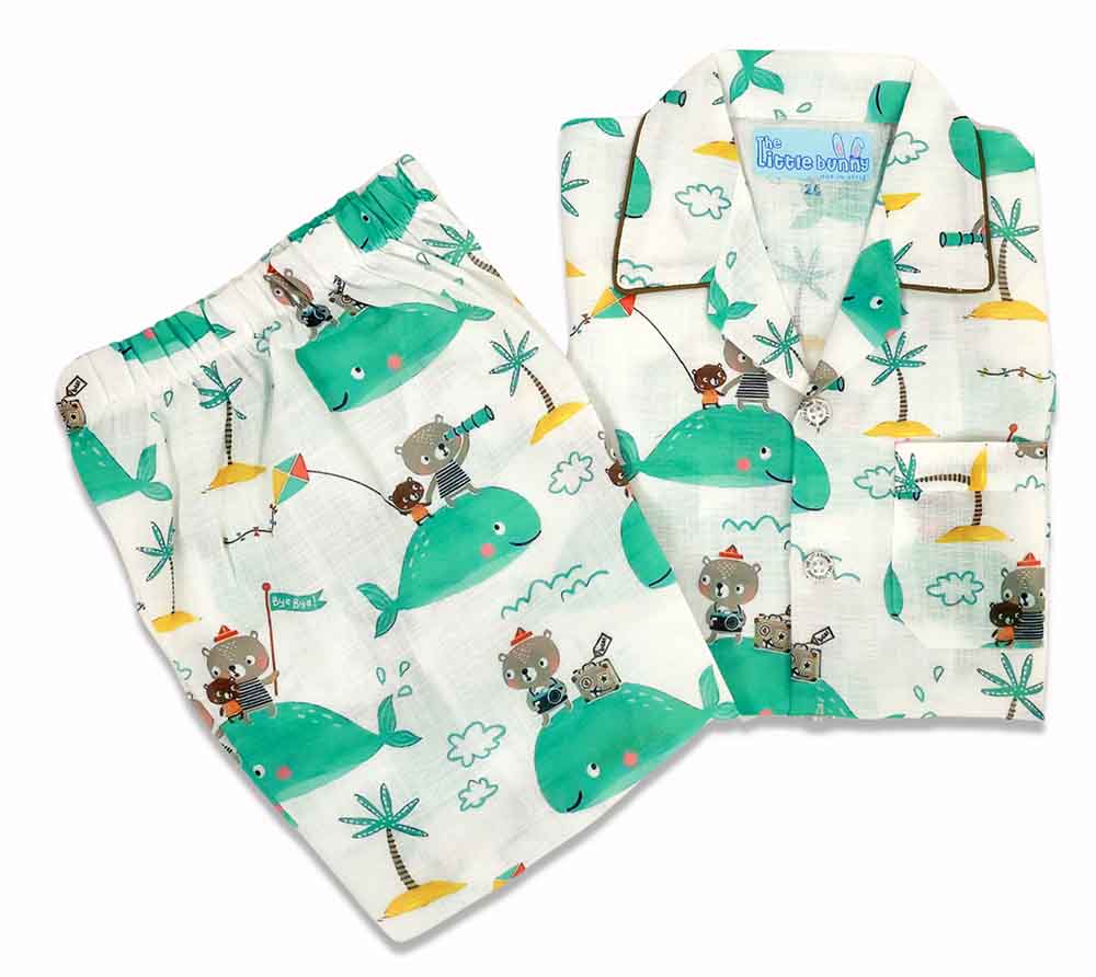 Dancing Dolphin Cotton Kids Night suit