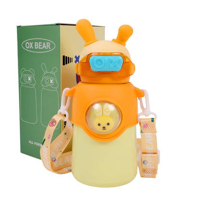 Bunny Stainless Steel Sipper Bottle for Kids | Cute Rabbit Design with Strap | Leak-Proof &amp; Durable
