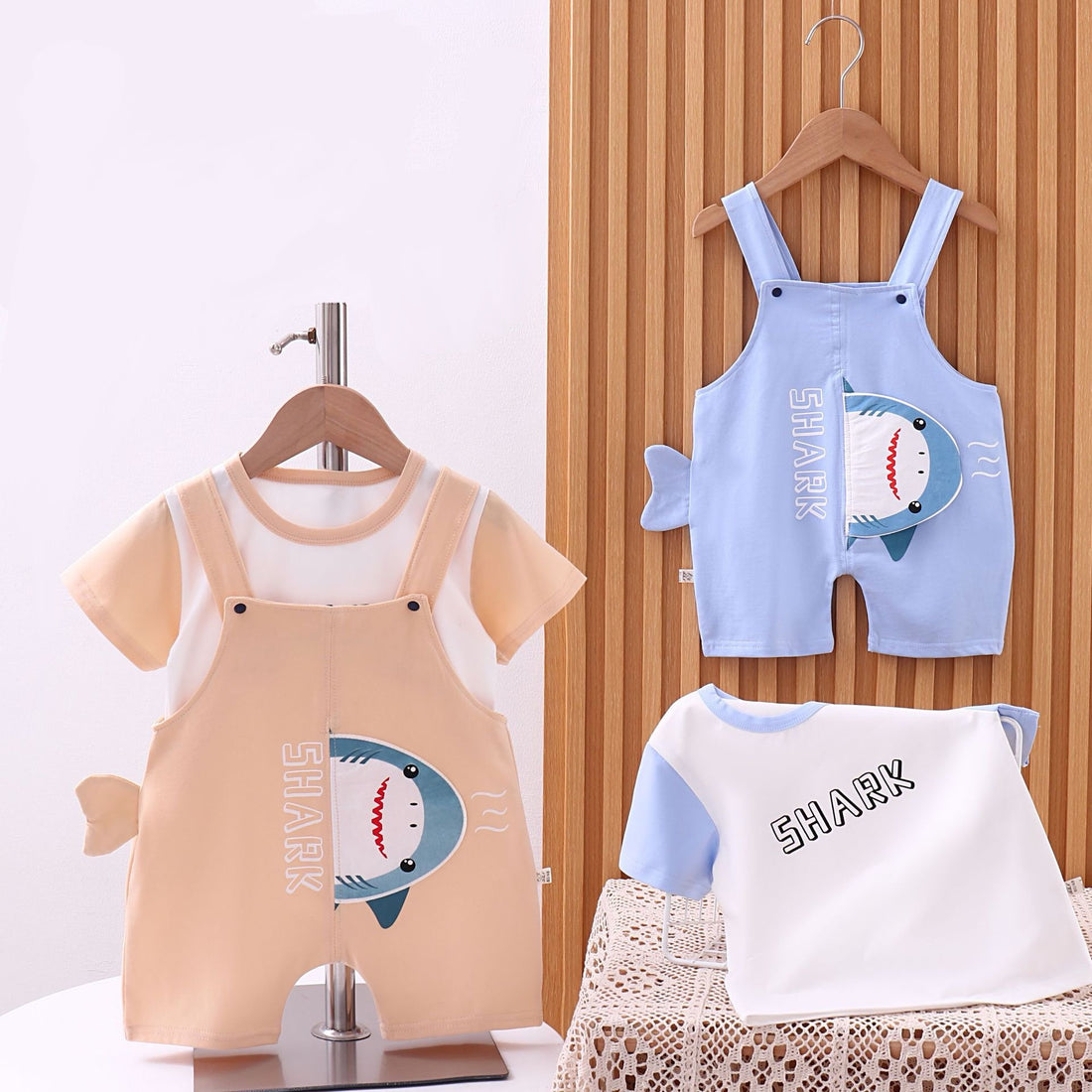 Sharky T-shirt &amp; Dungaree Set