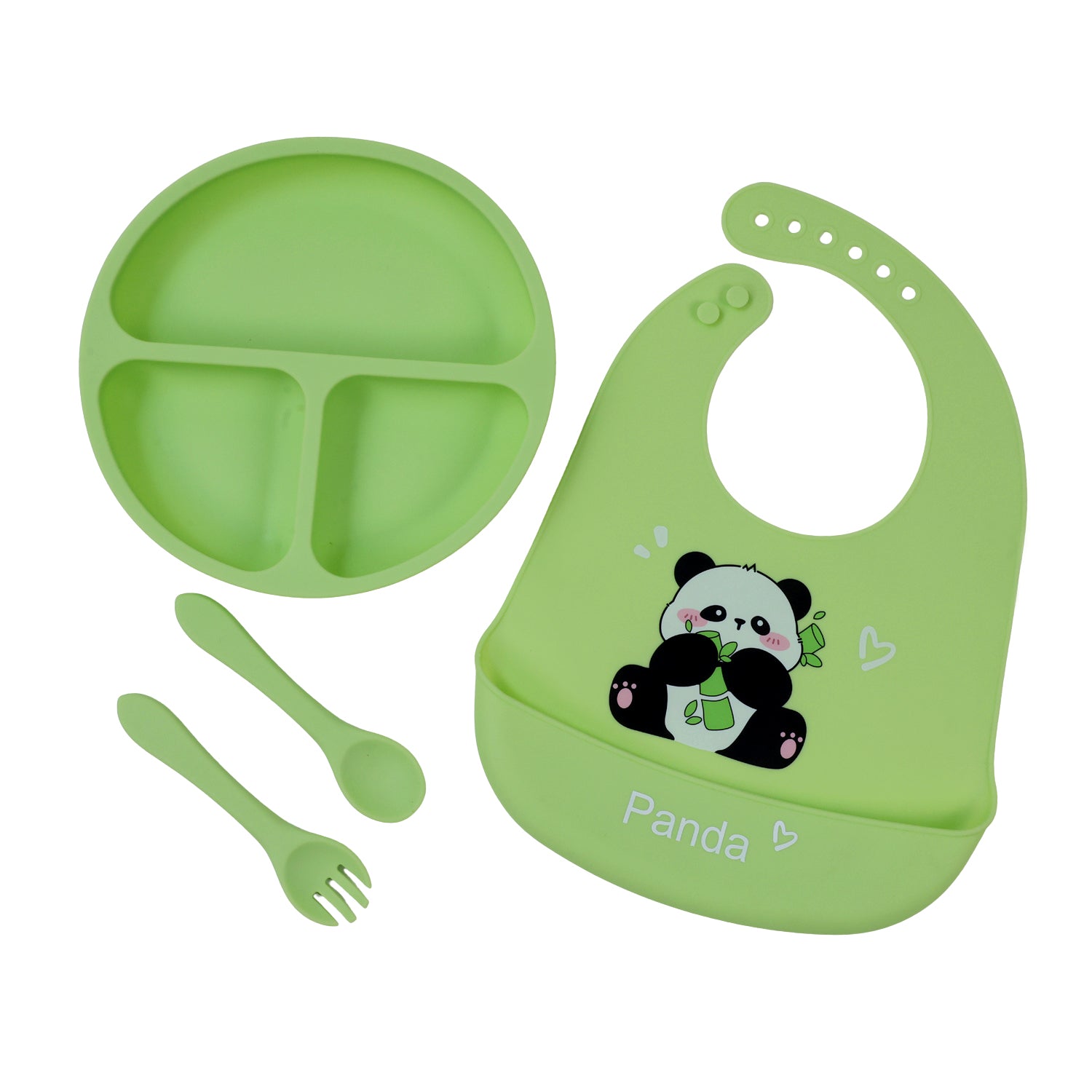 Baby Silicone Feeding Set with Bib, Plate &amp; Spoon – 6+ Months