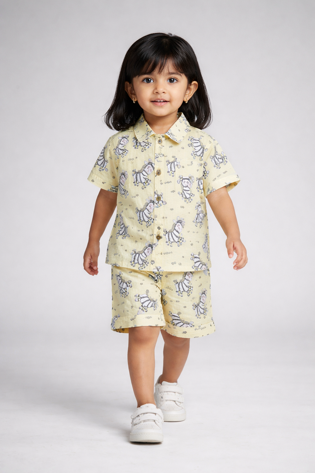 Kids Cotton Shirt and Shorts Co-Ord Set with Collar – Comfortable Casual Outfit-TLB2667