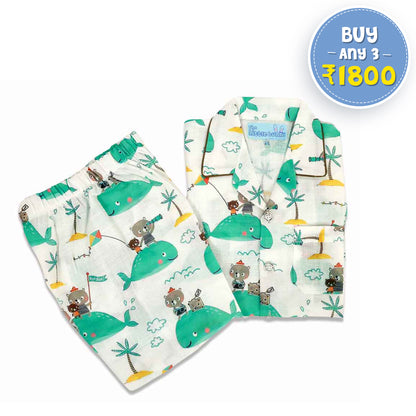Dancing Dolphin Cotton Kids Night suit