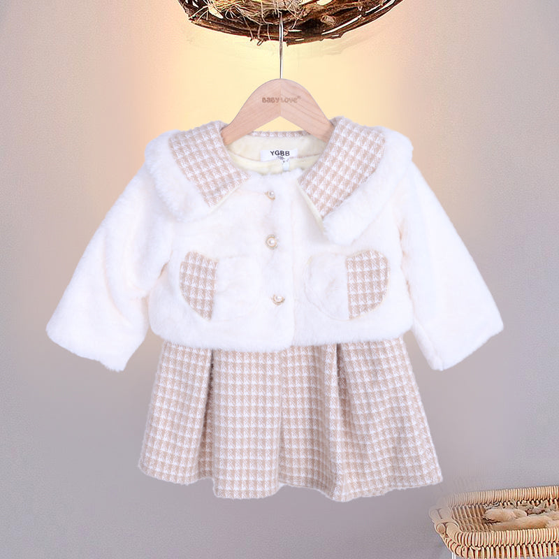 Girls Cozy Checkered Co-ord Set