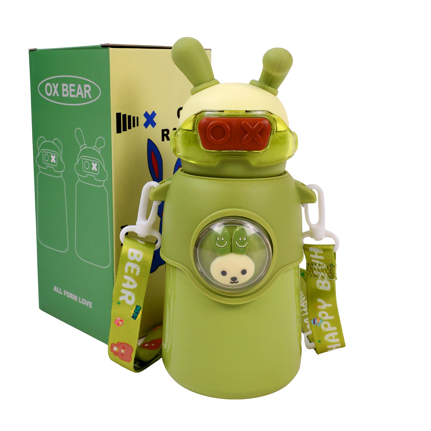 Bunny Stainless Steel Sipper Bottle for Kids | Cute Rabbit Design with Strap | Leak-Proof &amp; Durable