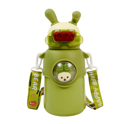 Bunny Stainless Steel Sipper Bottle for Kids | Cute Rabbit Design with Strap | Leak-Proof &amp; Durable