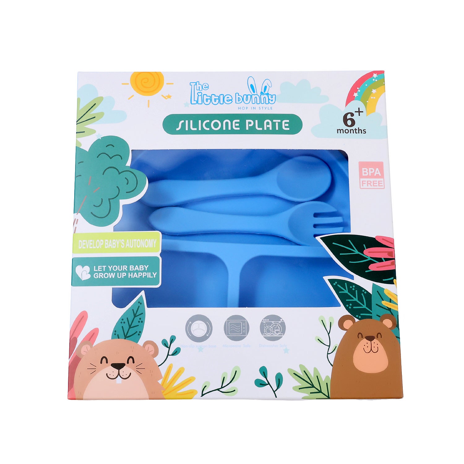 Baby Silicone Feeding Set with Bib, Plate &amp; Spoon – 6+ Months