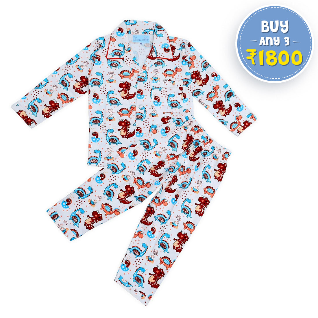 Dino Print Unisex Night Suit
