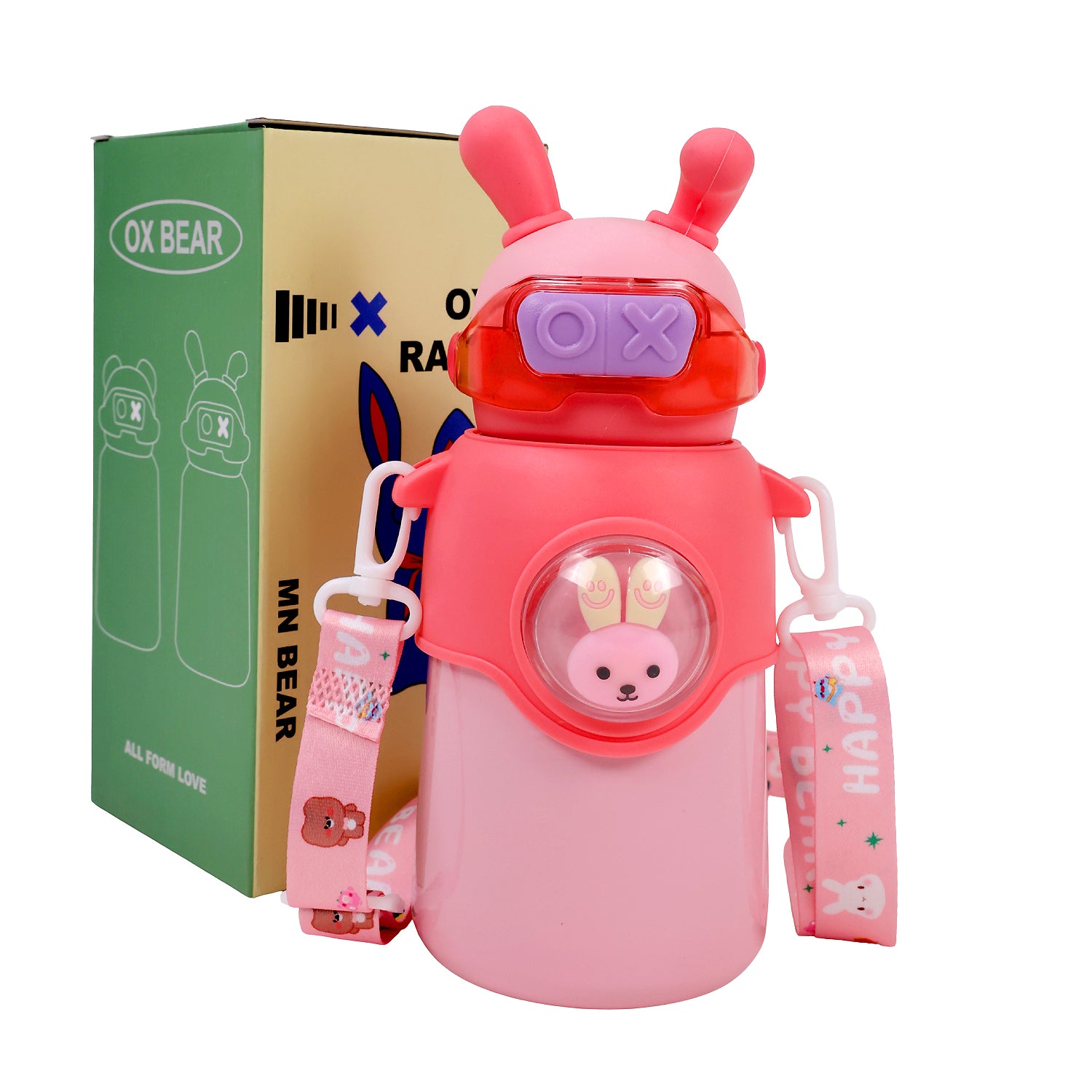 Bunny Stainless Steel Sipper Bottle for Kids | Cute Rabbit Design with Strap | Leak-Proof &amp; Durable
