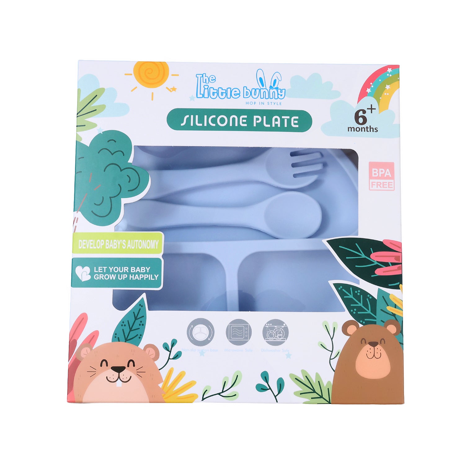 Baby Silicone Feeding Set with Bib, Plate &amp; Spoon – 6+ Months