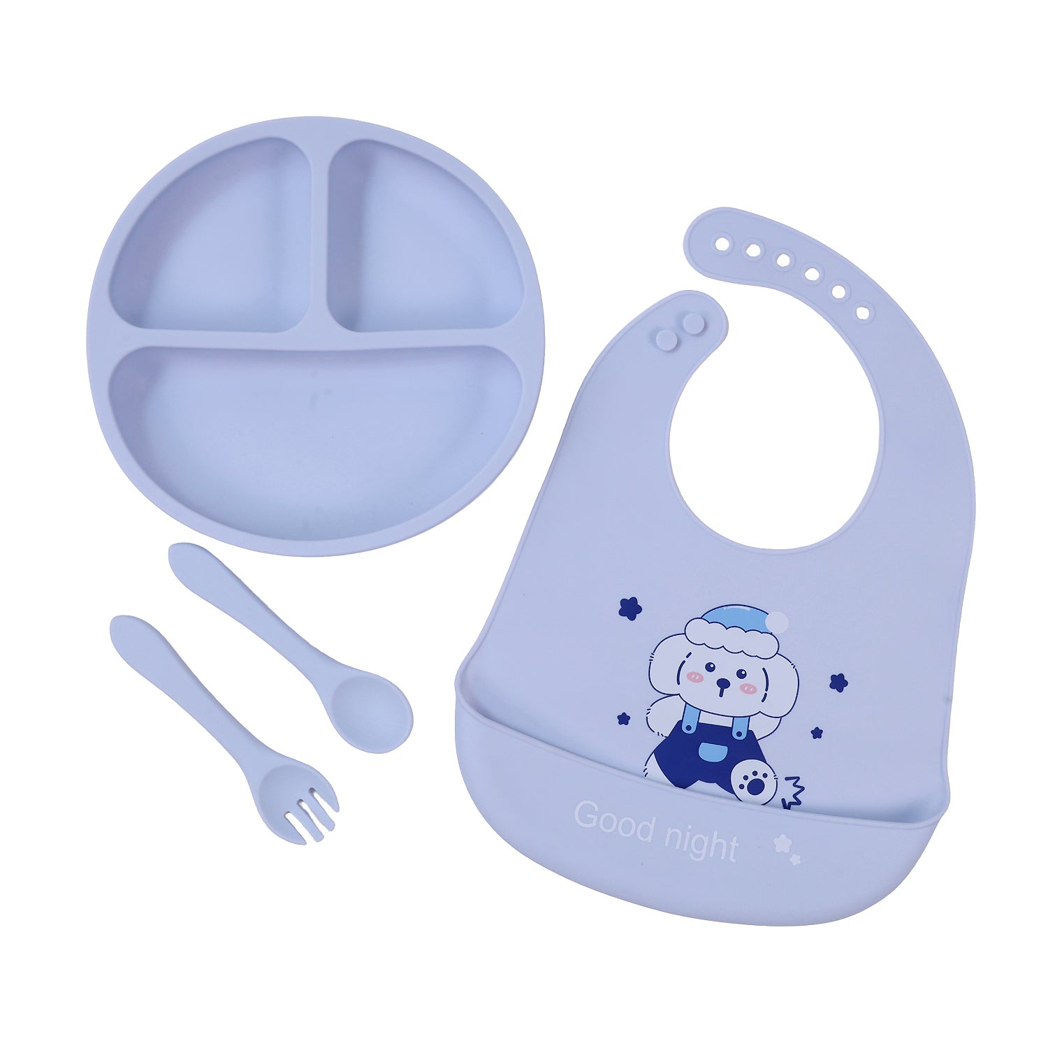 Baby Silicone Feeding Set with Bib, Plate &amp; Spoon – 6+ Months
