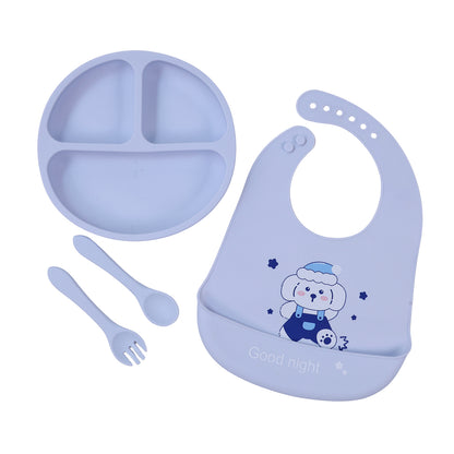 Baby Silicone Feeding Set with Bib, Plate &amp; Spoon – 6+ Months