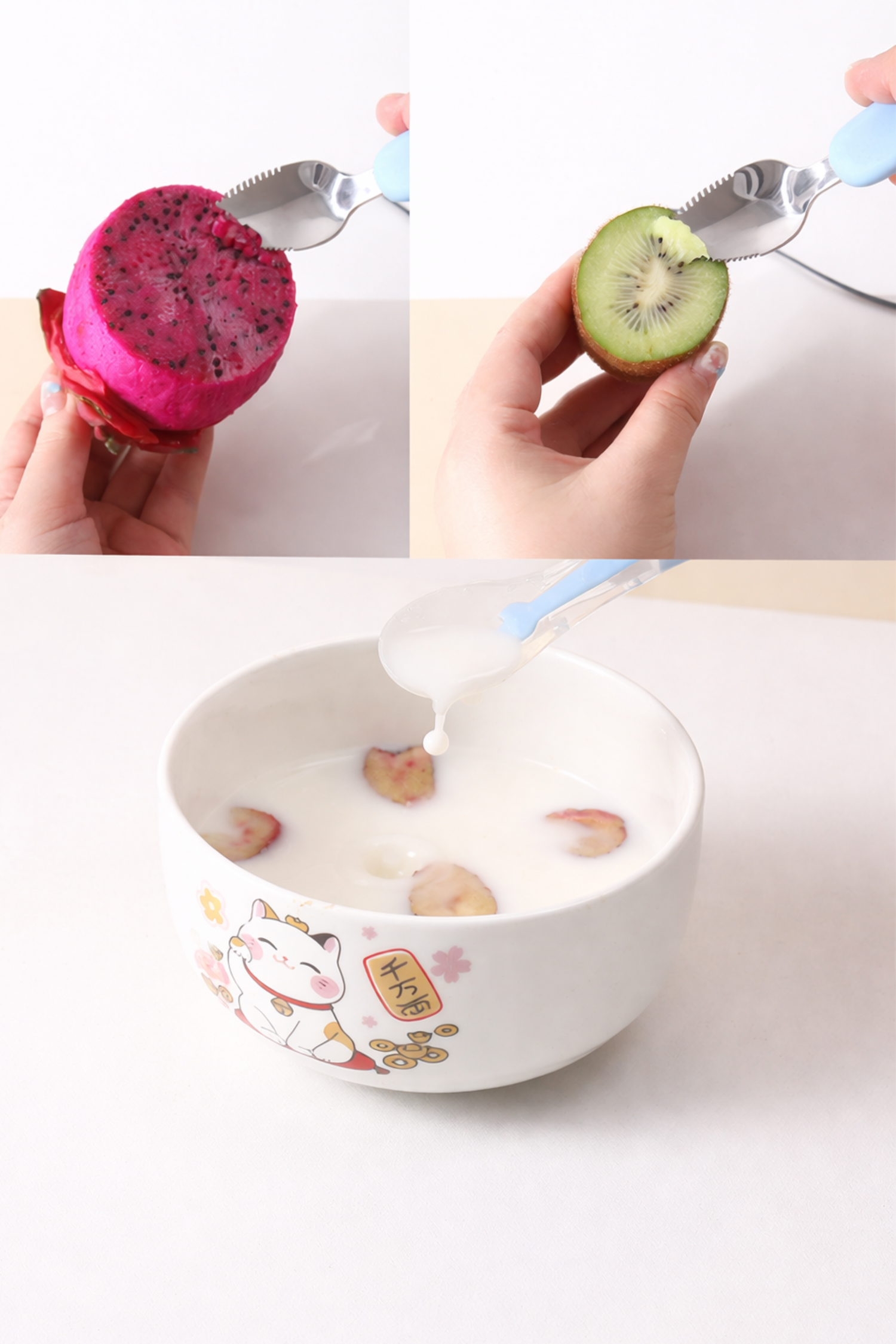 2-in-1 Baby Feeding Spoon with Fruit Cutter Edge | Anti-Slip Handle | Safe for Infants &amp; Toddlers