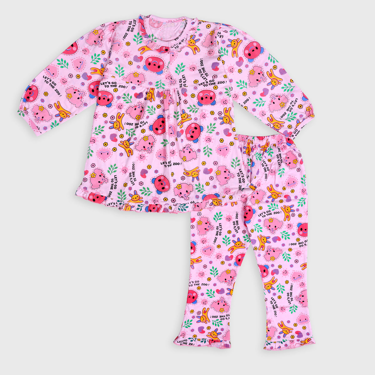 Girls All Over Print Cotton Night Suit