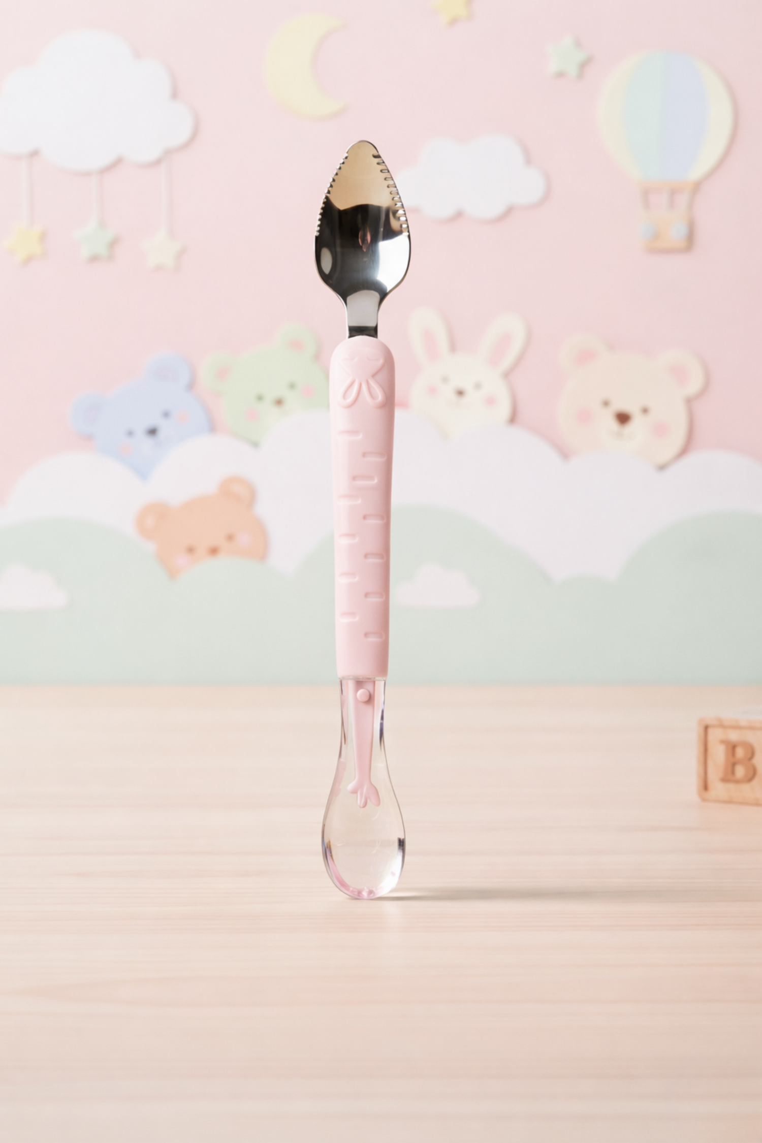 2-in-1 Baby Feeding Spoon with Fruit Cutter Edge | Anti-Slip Handle | Safe for Infants &amp; Toddlers