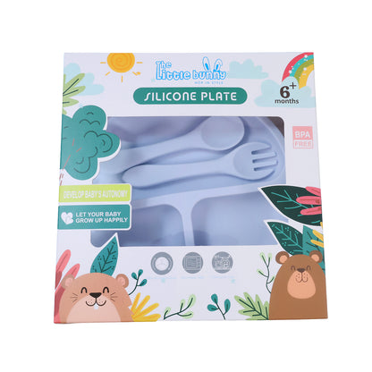 Baby Silicone Feeding Set with Bib, Plate &amp; Spoon – 6+ Months