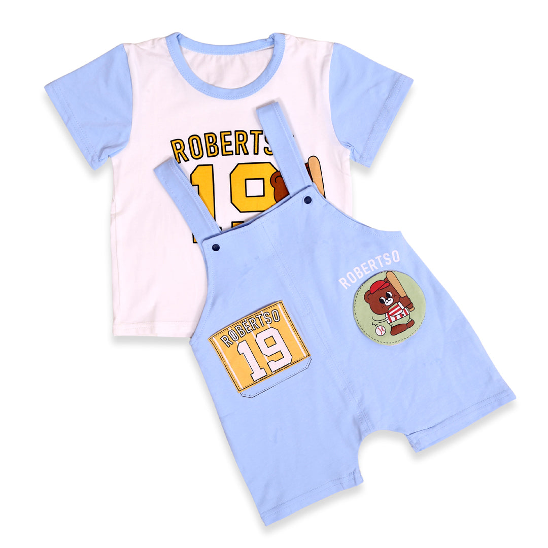 Baseball Teddy T-shirt &amp; Dungaree Set