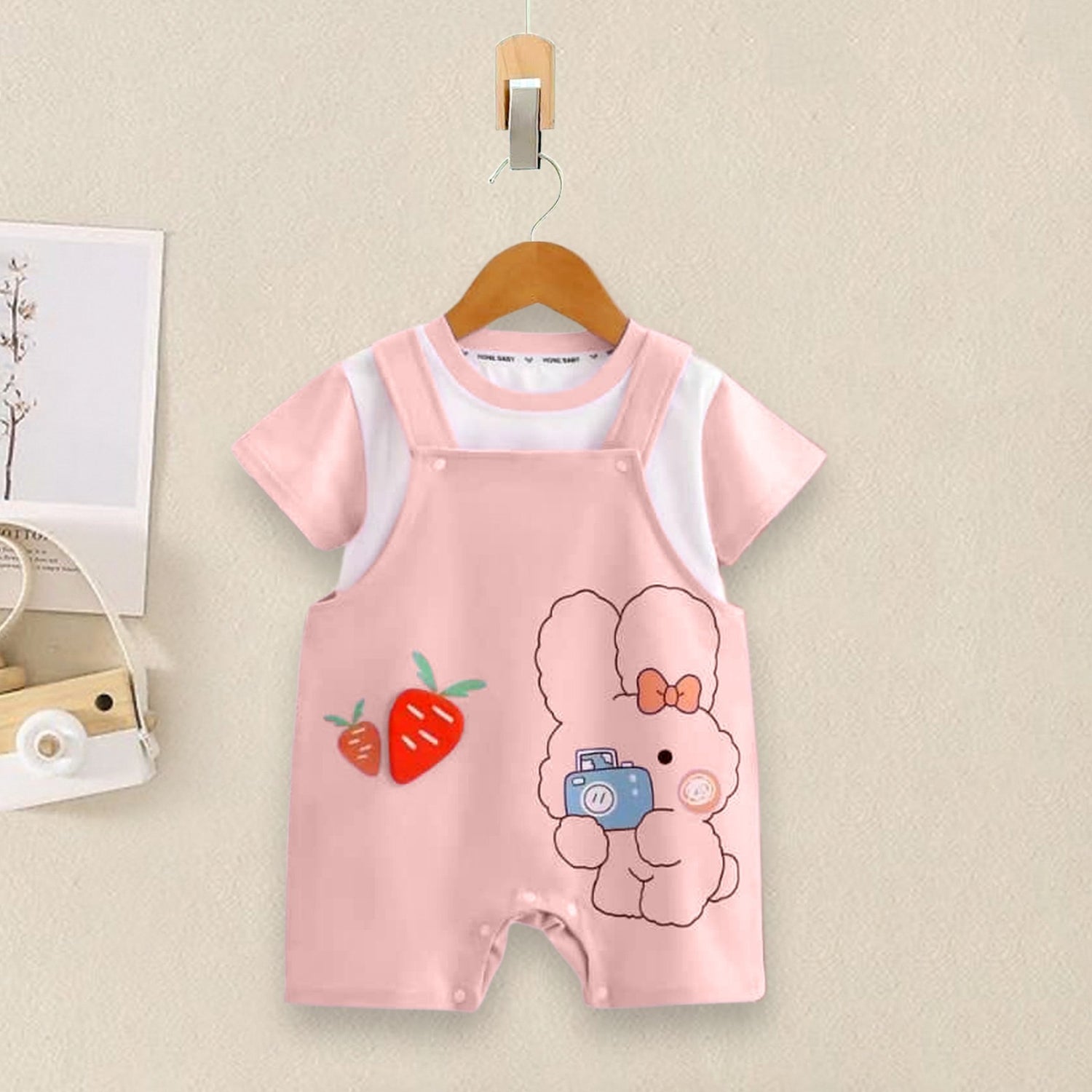 Girls Bow &amp; Bunny T-shirt, Dungaree Set