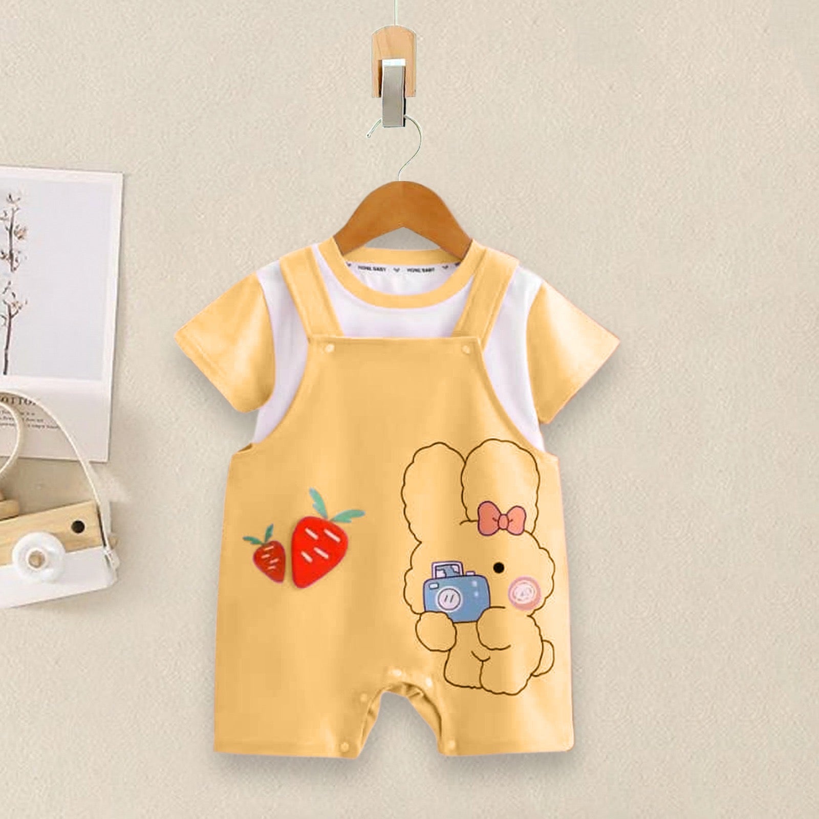 Girls Bow &amp; Bunny T-shirt, Dungaree Set