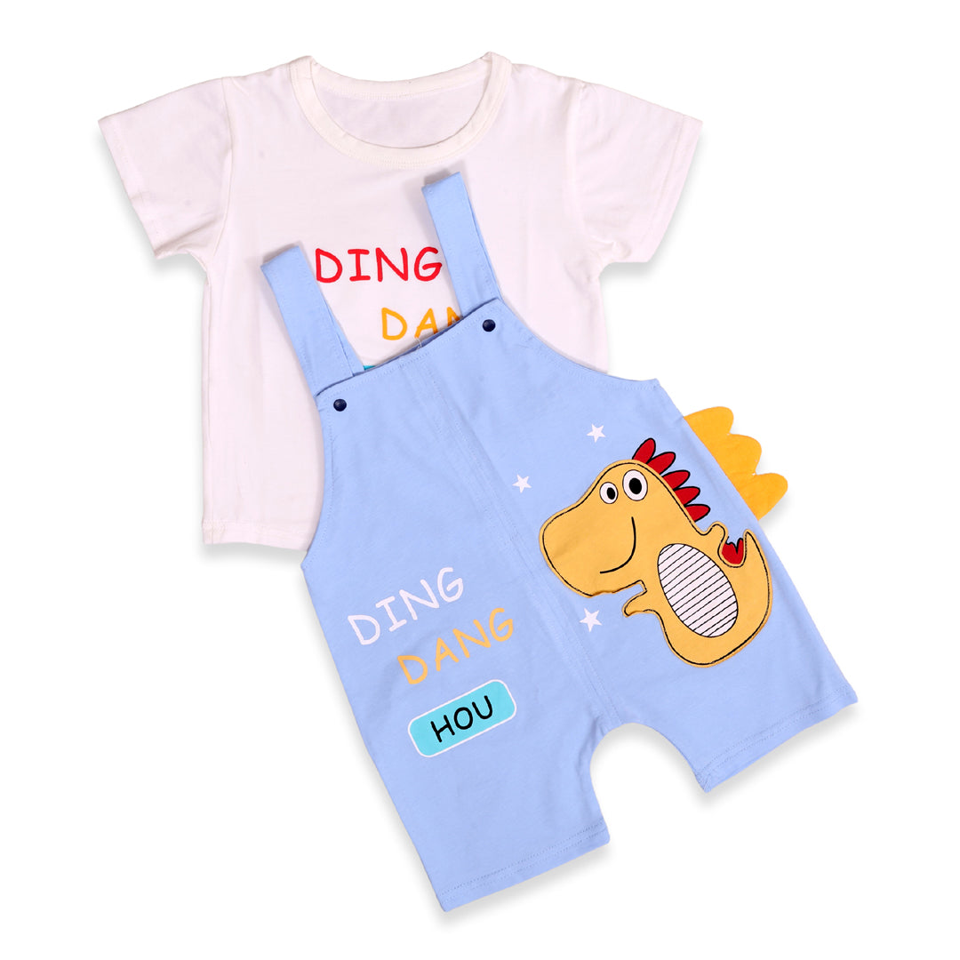 Dino Cotton T-shirt & Dungaree Set