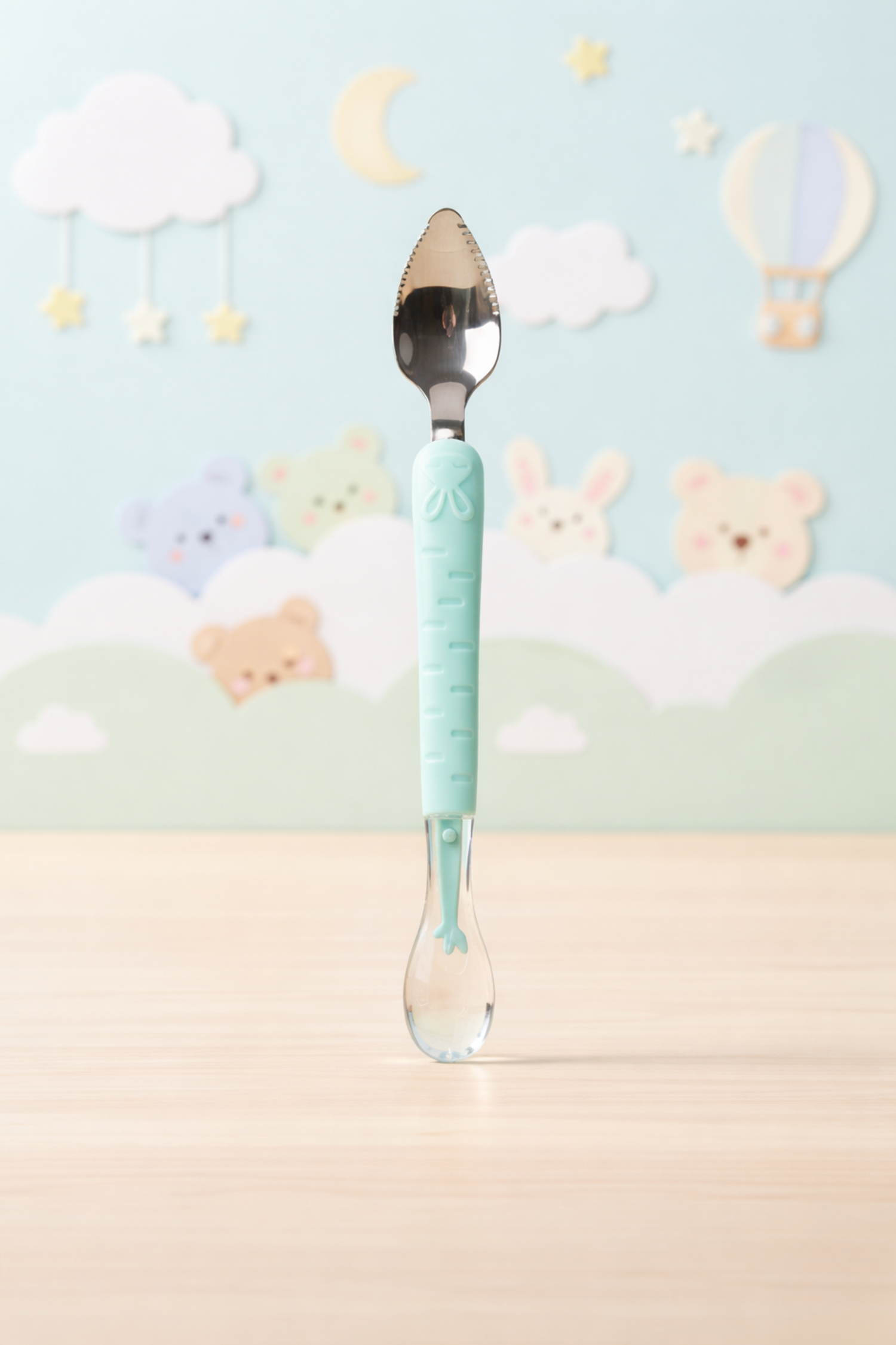 2-in-1 Baby Feeding Spoon with Fruit Cutter Edge | Anti-Slip Handle | Safe for Infants &amp; Toddlers