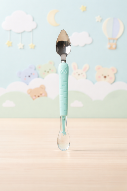 2-in-1 Baby Feeding Spoon with Fruit Cutter Edge | Anti-Slip Handle | Safe for Infants &amp; Toddlers