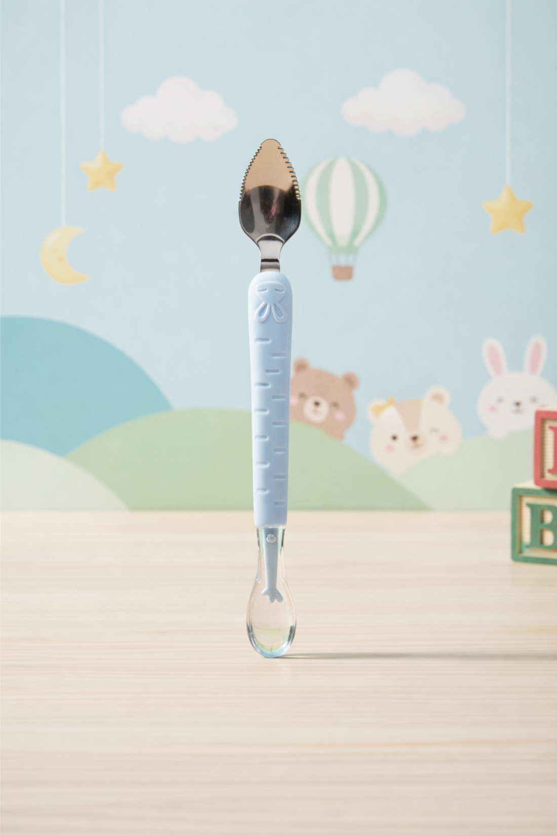 2-in-1 Baby Feeding Spoon with Fruit Cutter Edge | Anti-Slip Handle | Safe for Infants &amp; Toddlers