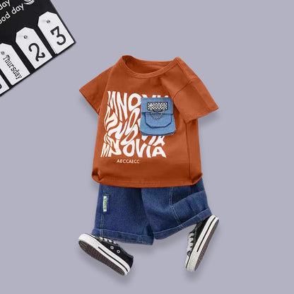 Boys T-shirt with Denim Shorts Set