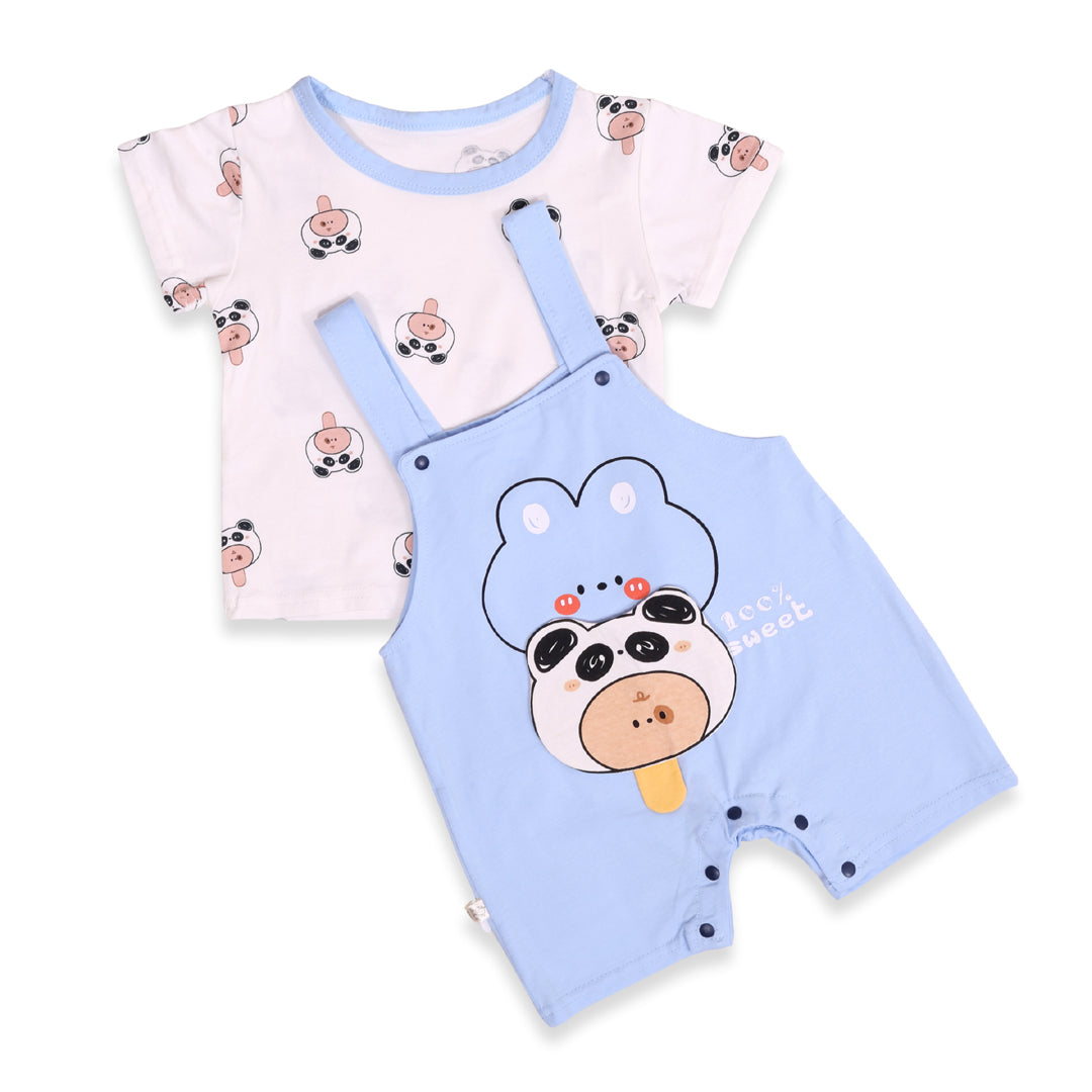 Panda T-shirt & Dungaree Set