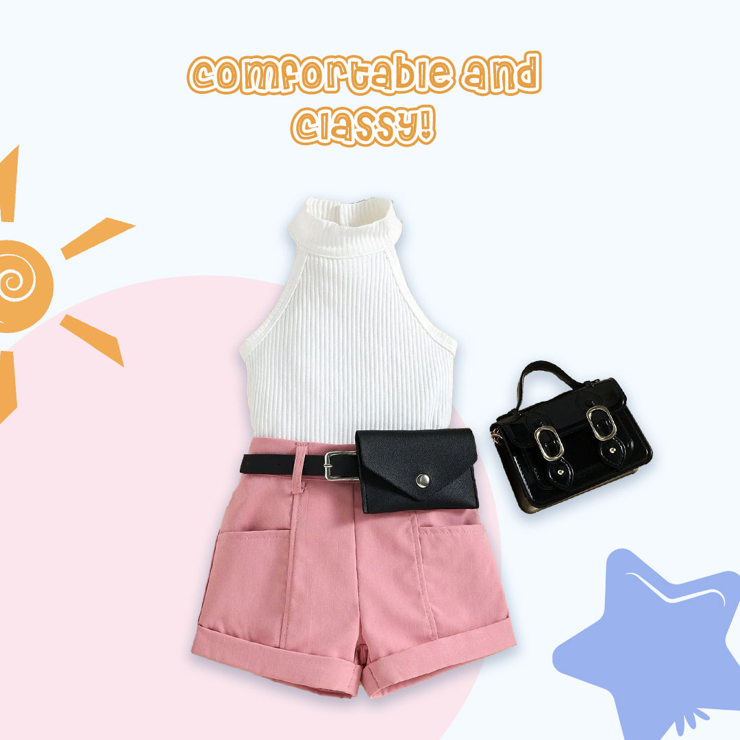 Girls Top with Shorts &amp; Purse Set