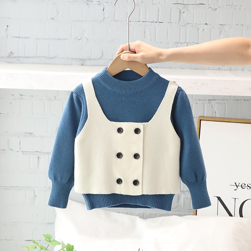 Sweater With Buttoned Vest