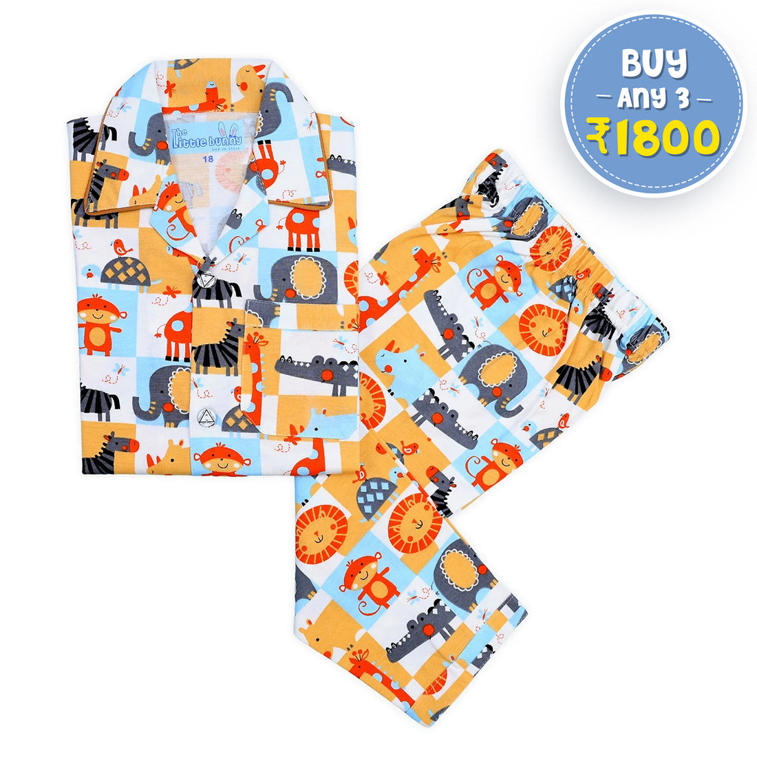 Playful Jungle kids unisex Hosiery Night suit