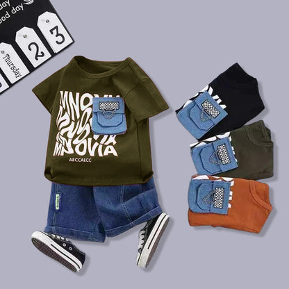 Boys T-shirt with Denim Shorts Set