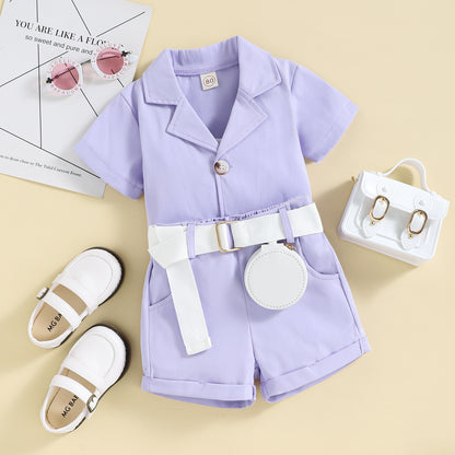 Girls Shirt &amp; Shorts Set with Belt