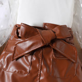 Girls Top with Faux Leather Skirt