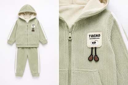 Premium Ribbed Hooded Baby Cord Set-TLB3133