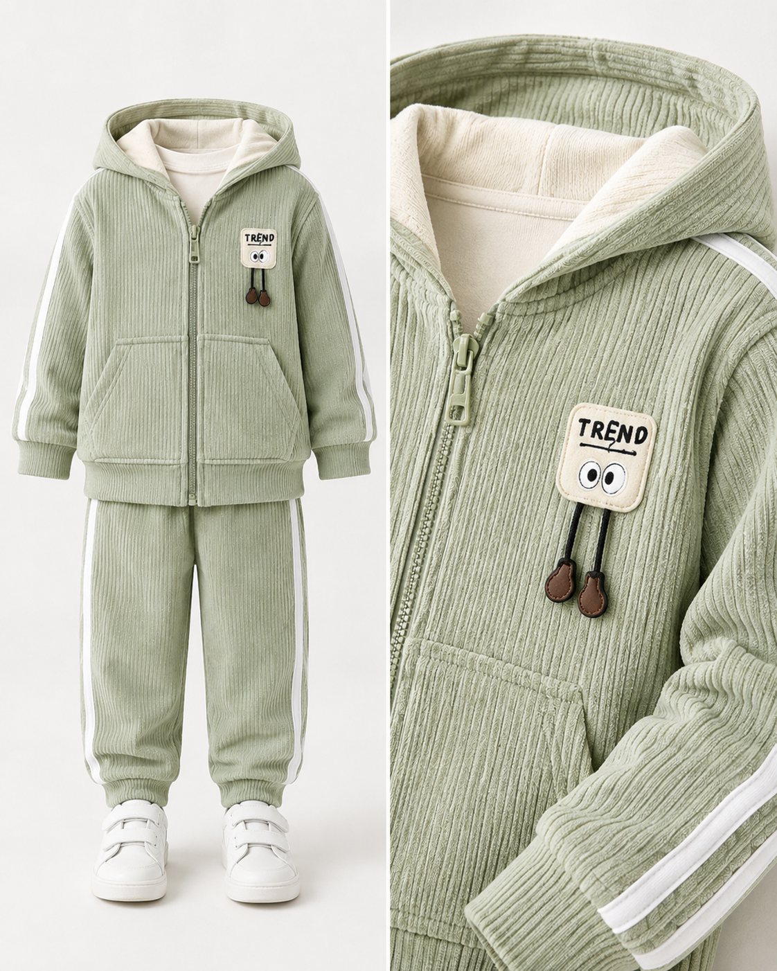 Premium Ribbed Hooded Baby Cord Set-TLB3133
