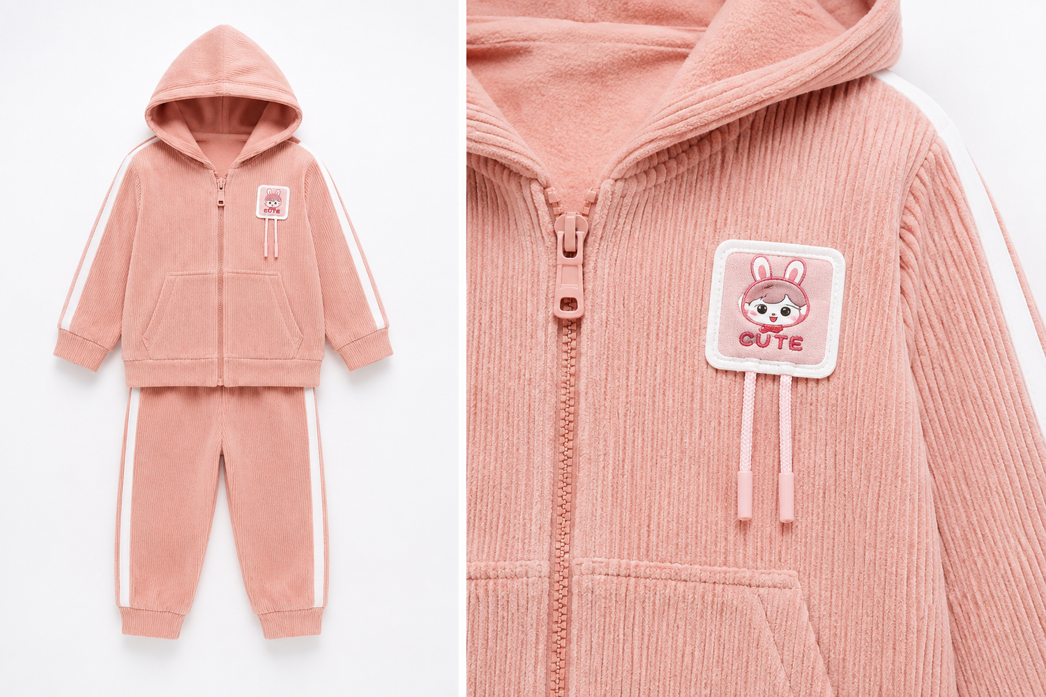 Premium Ribbed Hooded Baby Cord Set-TLB3133