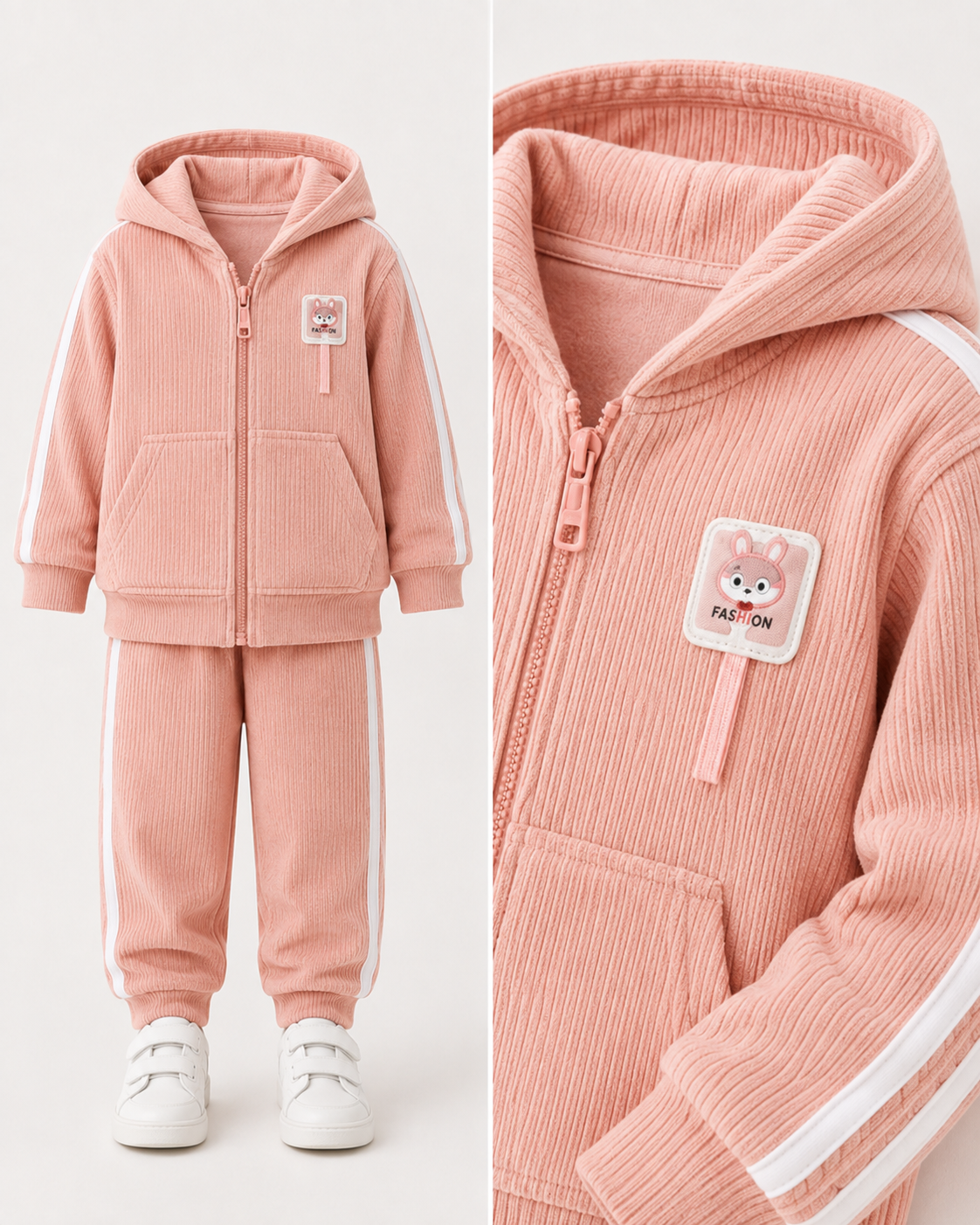 Premium Ribbed Hooded Baby Cord Set-TLB3133