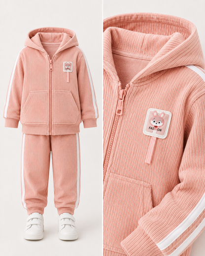 Premium Ribbed Hooded Baby Cord Set-TLB3133