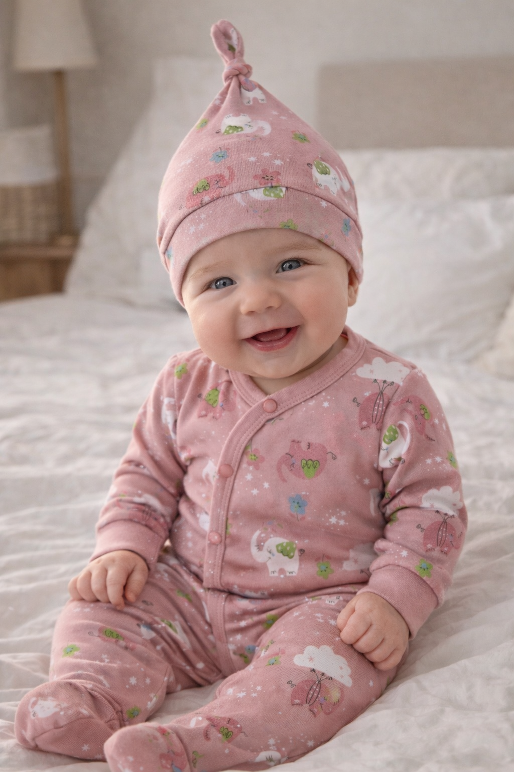 Adorable Newborn Baby Wrap-Style Cotton Clothing Set with Cap