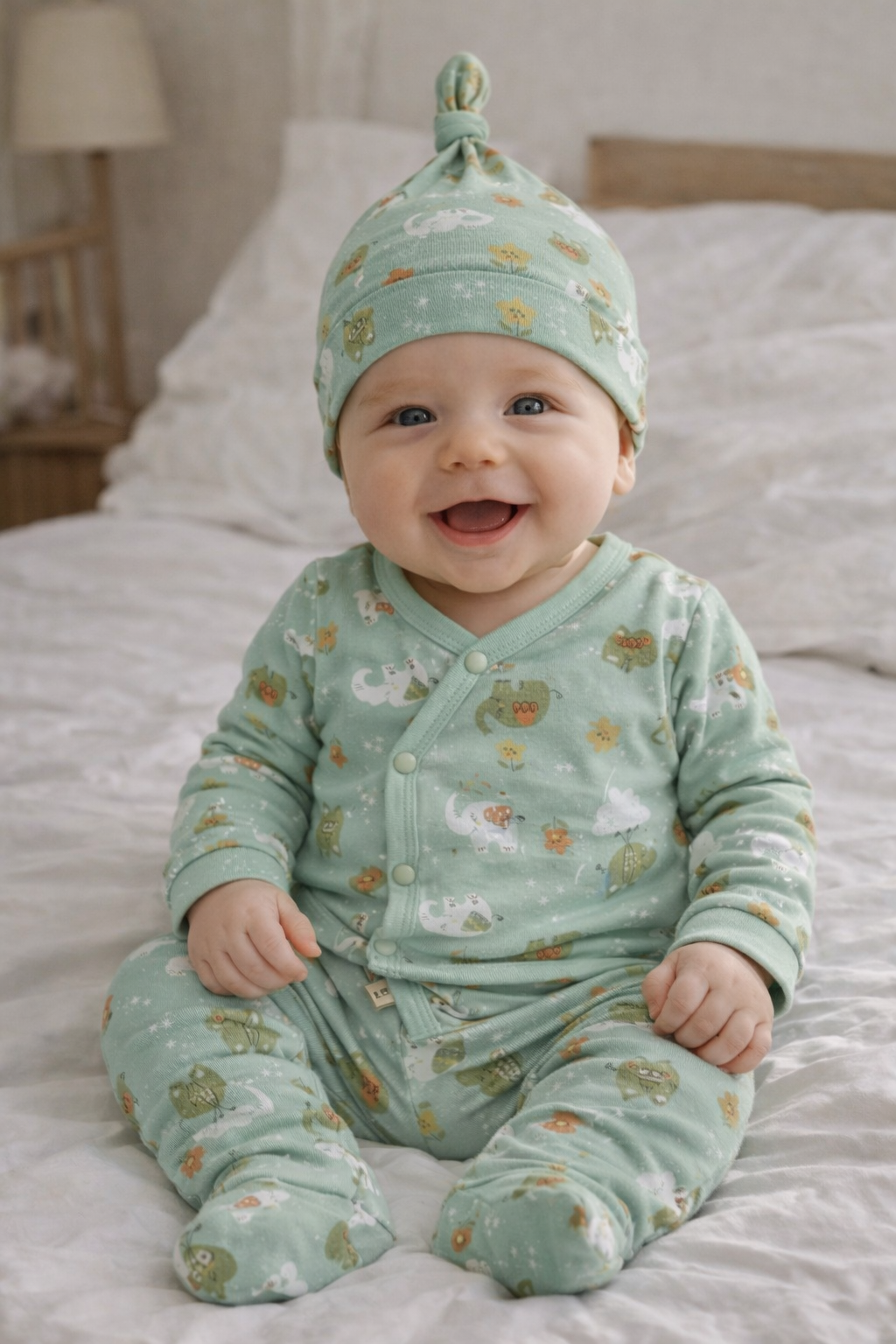 Adorable Newborn Baby Wrap-Style Cotton Clothing Set with Cap