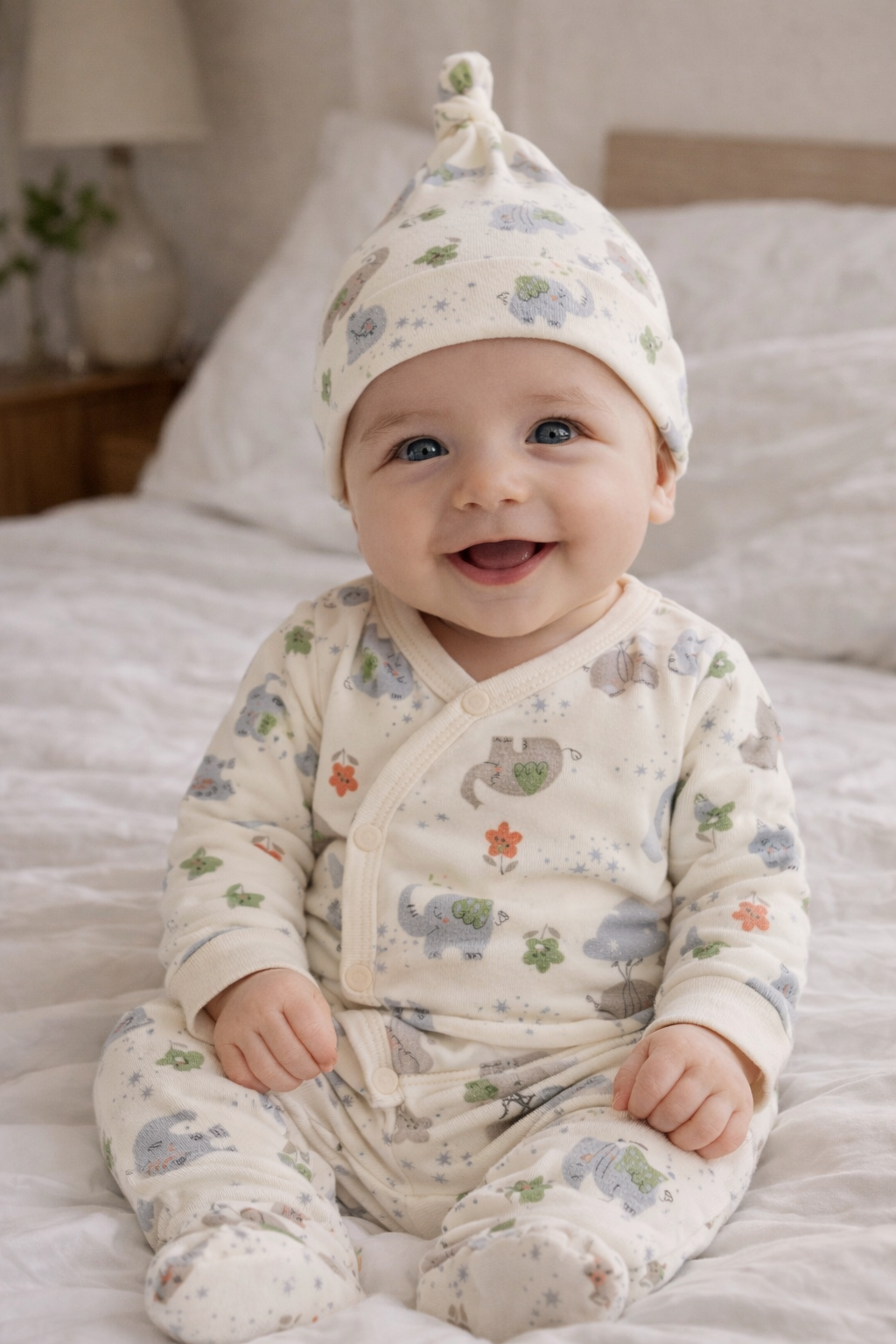 Adorable Newborn Baby Wrap-Style Cotton Clothing Set with Cap