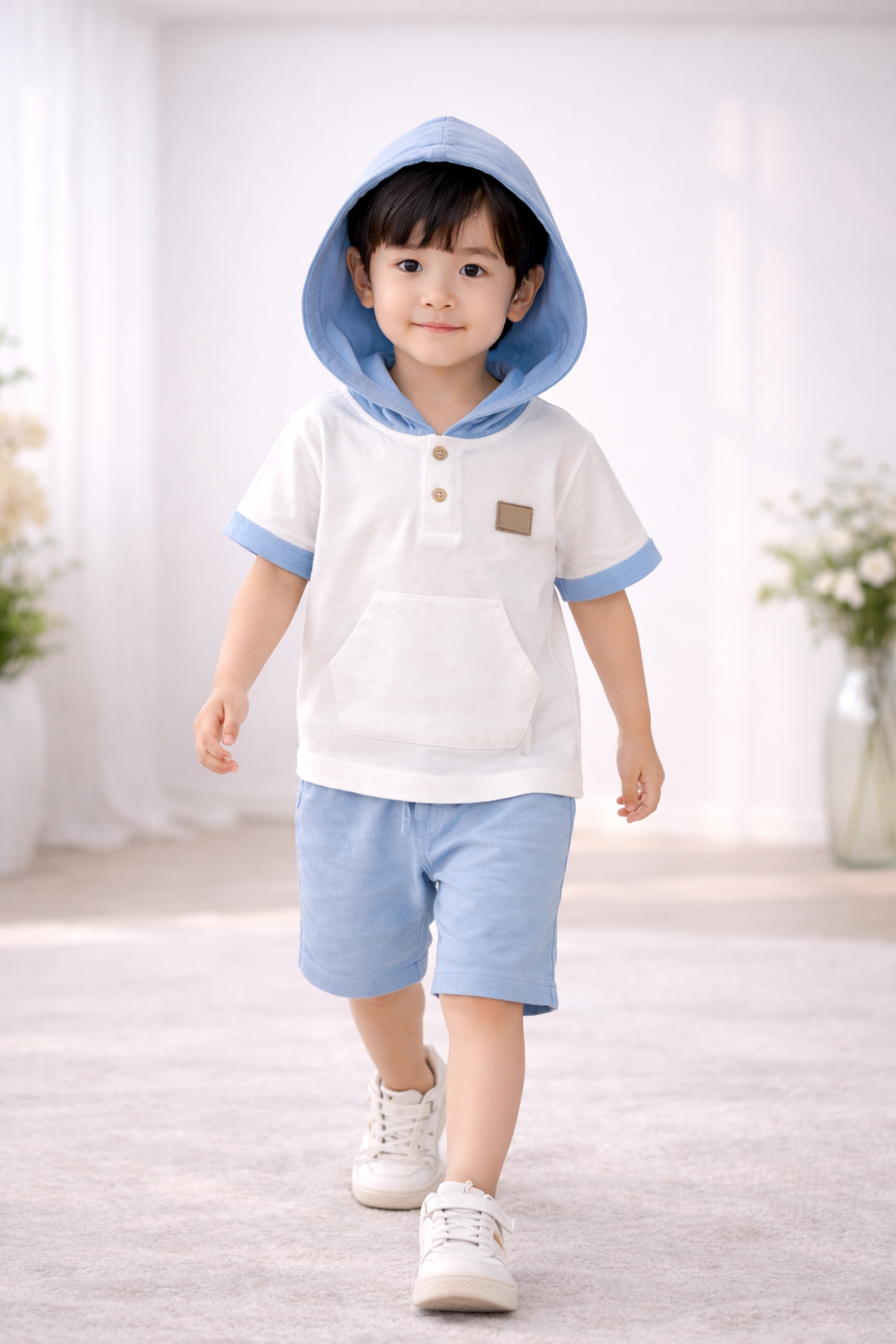 Boys Hooded T-Shirt &amp; Shorts Co-Ord Set for Kids