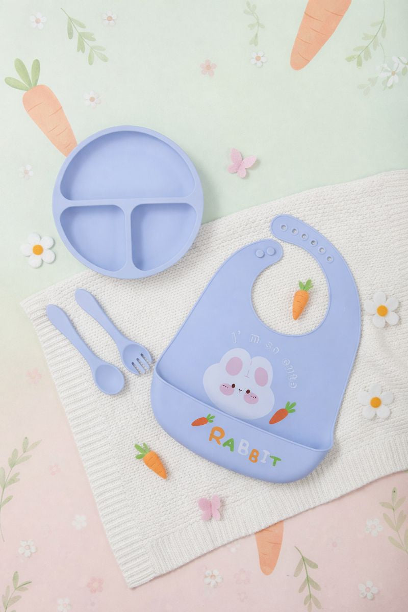 Baby Silicone Feeding Set with Bib, Plate &amp; Spoon – 6+ Months
