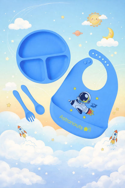 Baby Silicone Feeding Set with Bib, Plate &amp; Spoon – 6+ Months