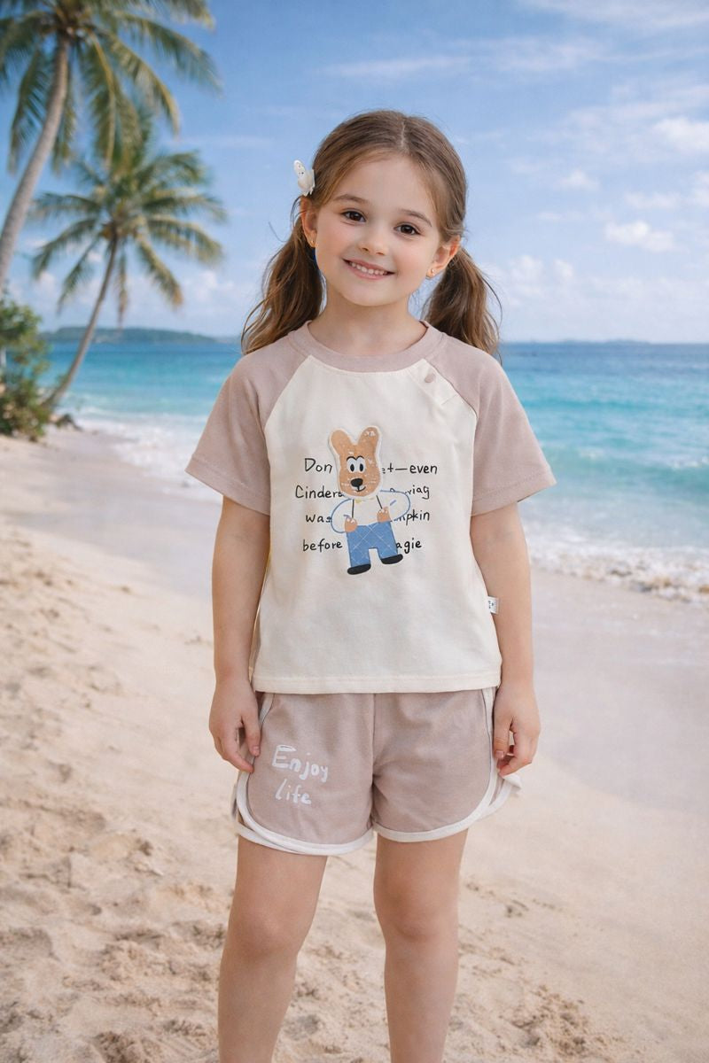 Kids Graphic Tee &amp; Shorts Summer Set with Playful Print